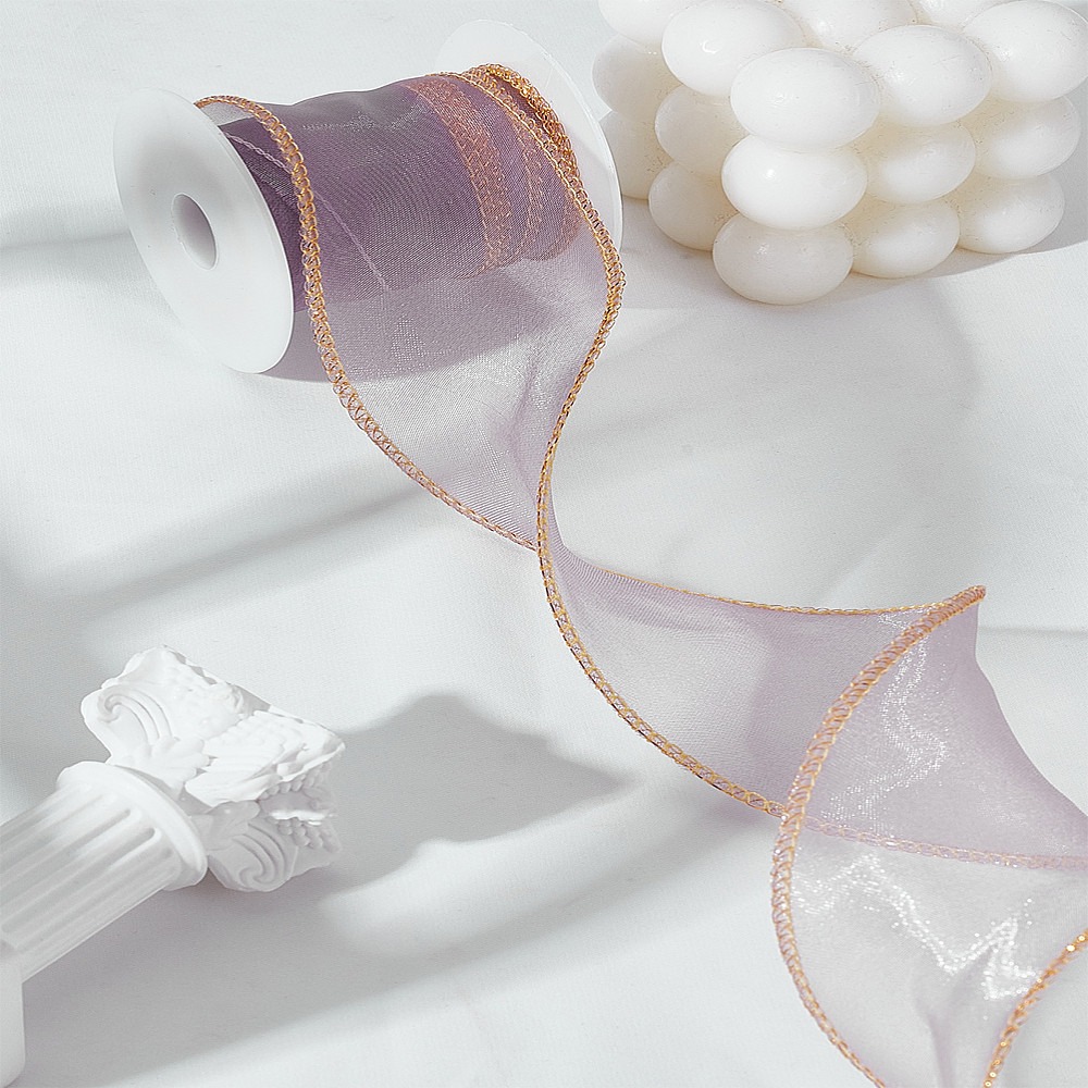 Organza Ribbon Spool - 5 Yards Polyester-Organzabänder mit Spule, rosébraun,