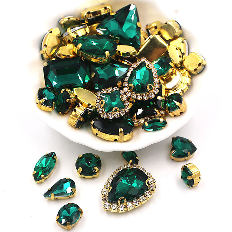 Sew On Rhinestone - 50 Stück 24-farbige, gemischte Glasrhinestones zum